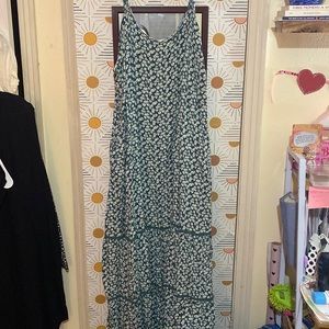 Ava & Viv blue and floral maxi dress in 3X